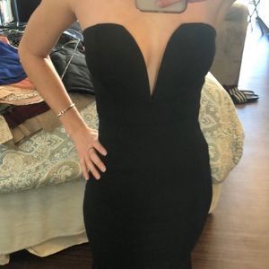 Black floor length gown strapless